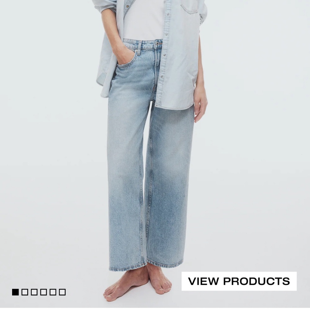 H&M High Wide Crop Jeans size 6